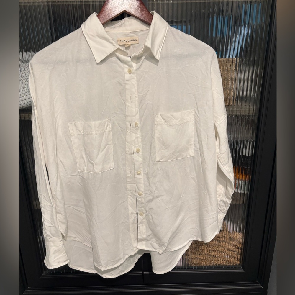 Tradlands White Buttoned shirt linen tencel